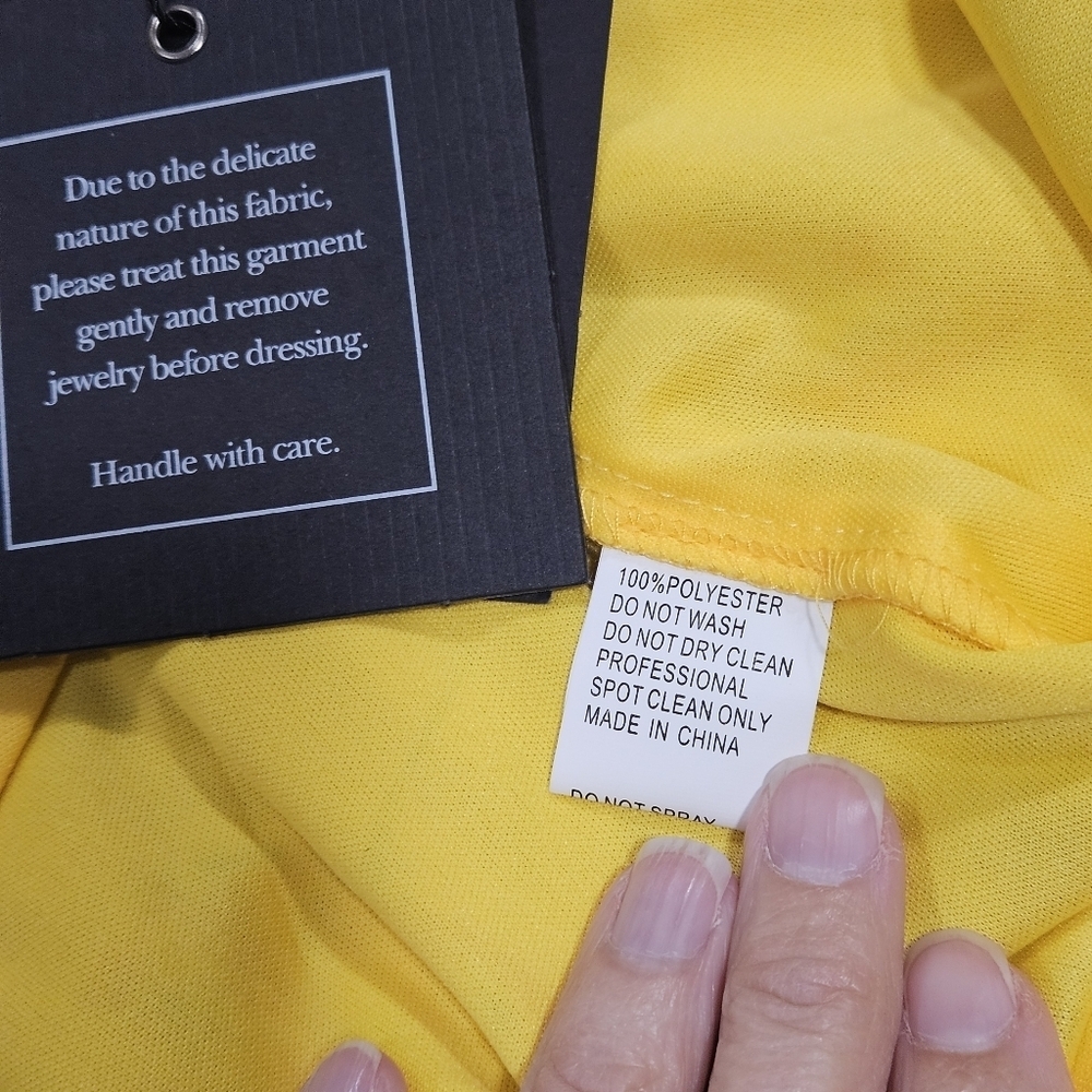 NWT Mac Duggal Yellow Chiffon Ruffled Tiered Long Sleeve Dress Sz 2 - Picture 15 of 15